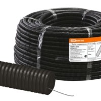 Гофротруба ПНД для кабеля d32мм с протяжкой 50м лёгкая черная TDM SQ0413-0004