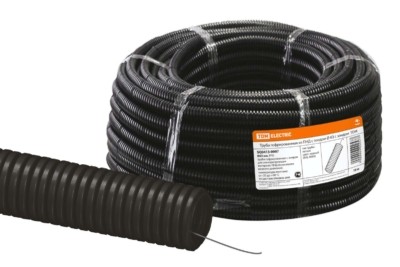 Гофротруба ПНД для кабеля d63мм с протяжкой 15м лёгкая черная TDM SQ0413-0007
