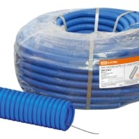 Гофротруба ПНД для кабеля d32мм с протяжкой 50м лёгкая синяя TDM SQ0413-0024