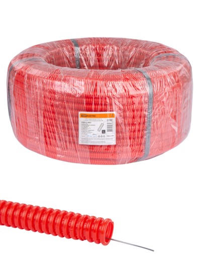 Гофротруба ПНД для кабеля d16мм с протяжкой 100м лёгкая красная TDM SQ0413-0031