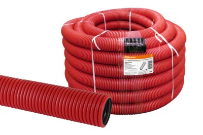 Гофротруба ПНД для кабеля двустенная d75мм с протяжкой 50м красная TDM SQ0413-5075