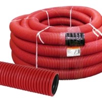 Гофротруба ПНД для кабеля двустенная d160мм с протяжкой 50м красная TDM SQ0413-5160