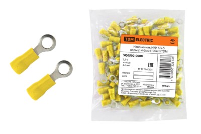 Наконечник кабельный НКи 5,5-5 кольцо 4-6мм 100шт/уп TDM