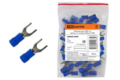 Наконечник кабельный НВИ 2-5 вилка 1,5-2,5мм 100шт/уп TDM