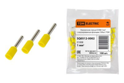 Наконечник кабельный НШви Е1008 1мм2 100шт/уп TDM