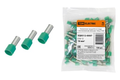 Наконечник кабельный НШви Е16-12 16мм2 100шт/уп TDM