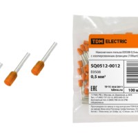 Наконечник кабельный НШви Е0508 0,5мм2 100шт/уп TDM