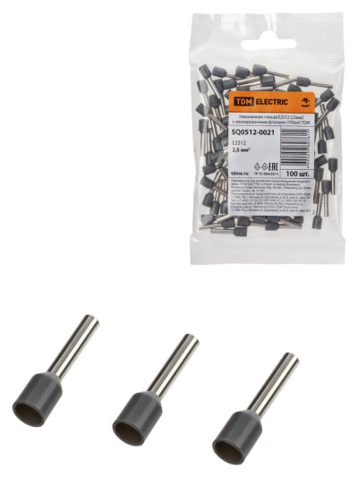 Наконечник кабельный НШви Е2512 2,5мм2 100шт/уп TDM
