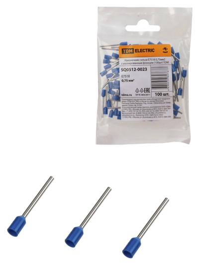 Наконечник кабельный НШви Е7518 0,75мм2 100шт/уп TDM