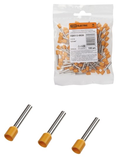 Наконечник кабельный НШви Е4018 4,0мм2 100шт/уп TDM