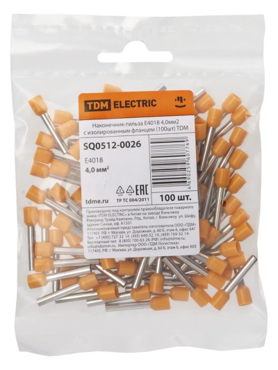 Наконечник кабельный НШви Е4018 4,0мм2 100шт/уп TDM — изображение 3