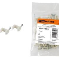 Скоба 14мм плоская пластиковая (белая) (50шт) TDM