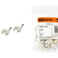 Скоба 9мм круглая пластиковая (белая) (50шт) TDM