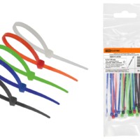Хомуты 2,5х150 цветные набор  5 цветов (черный, белый, красный, синий, зеленый) (25 штук) TDM