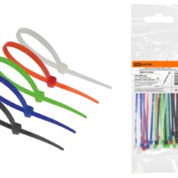 Хомуты 3,6х200 цветные набор  5 цветов (черный, белый, красный, синий, зеленый) (25 штук) TDM