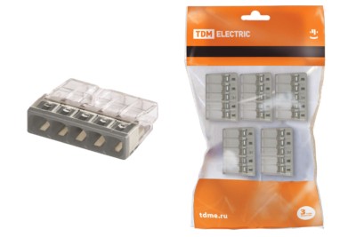 Клемма СМК зажимная 2.5мм2 с пастой 5шт/уп TDM
