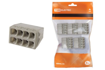 Клемма СМК зажимная 2.5мм2 с пастой 5шт/уп TDM