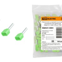 Наконечник кабельный НШвИ двойной 2 1,0х8 светло-зеленый 100шт/уп TDM