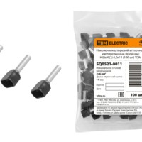 Наконечник кабельный НШвИ двойной 2 6,0х14 черный 100шт/уп TDM