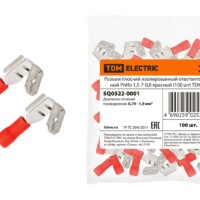 Разъем плоский изолированный ответвительный РпИо 1,5-7-0,8 красный (100 шт) TDM