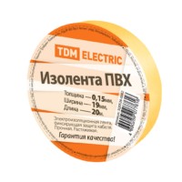 Изолента ПВХ 0,15х19мм Желтая 20метров TDM