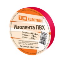 Изолента ПВХ 0,15х19мм Красная 20метров TDM
