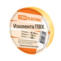 Изолента ПВХ 0,13*15мм Желтая 20метров TDM