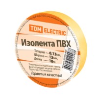 Изолента ПВХ 0,13*15мм Желтая 10метров TDM