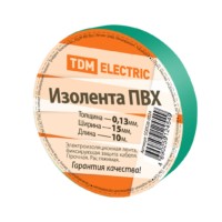 Изолента ПВХ 0,13*15мм Зеленая 10метров TDM