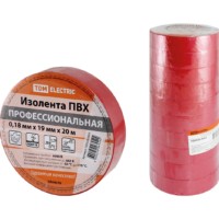 Изолента ПВХ профессиональная 0,18х19мм Красная 20м TDM