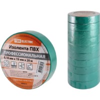 Изолента ПВХ профессиональная 0,18х19мм Зеленая 20м TDM