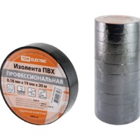 Изолента ПВХ профессиональная 0,18х19мм Черная 20м TDM