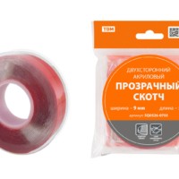 Двухсторонний акриловый прозрачный скотч ширина 9 мм длина 5 м TDM