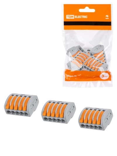 Клемма СМК зажимная с рычагом 2.5мм2 5шт/уп TDM