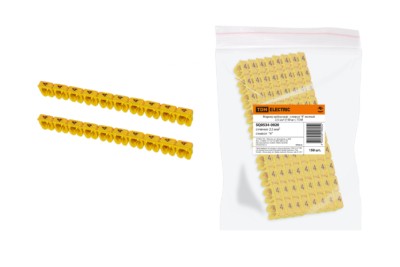 Маркер наборный – символ “4” желтый 2,5 мм2 (150 шт.) TDM