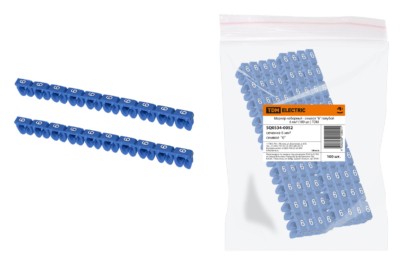 Маркер наборный – символ “6” голубой 6 мм2 (100 шт.) TDM