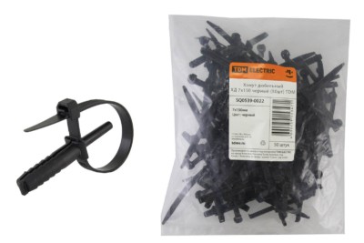 Дюбель-хомут 7х150 чёрный 50 шт/уп TDM
