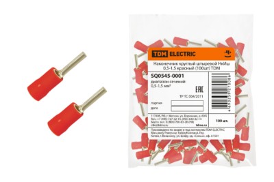 Наконечник кабельный 0,5-1,5 красный 100шт/уп TDM