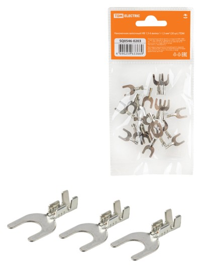 Наконечник кабельный вилочный НВ 1,5-6 вилка 1-1,5 мм² 20шт/уп TDM