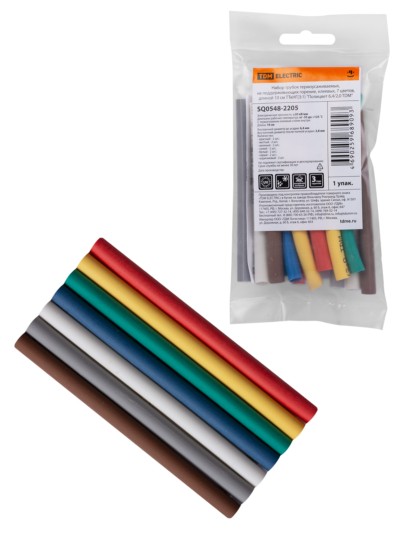 Набор трубок термоусаживаемых, не поддерживающих горение, клеевых, 7 цветов, длиной 10 см ТТкНГ(3:1) “Полицвет 6,4/2,0 TDM”