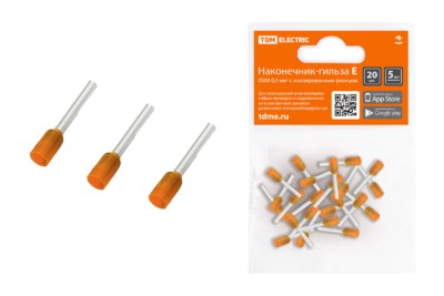 Наконечник кабельный НШви Е0508 0,5мм2 20шт/уп TDM