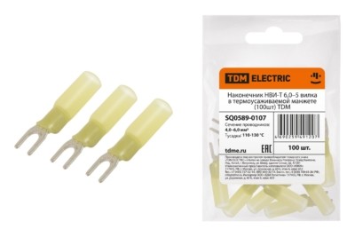 Наконечник кабельный НВИ-Т 6,0–5 вилка в термоусаживаемой манжете 100шт/уп TDM