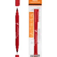 Маркер перманентный двухсторонний 0,4/1 мм, красный (пакет) круглый наконечник TDM