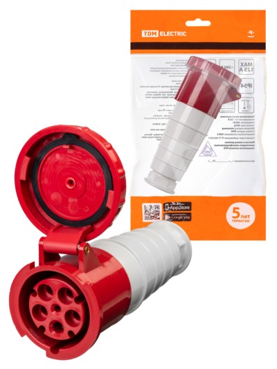 Розетка 235 переносная 3Р+РЕ+N 63А 380В IP54 TDM