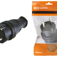 Вилка прямая каучук 2Р+РЕ 16А 250В IP44 TDM