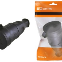 Розетка переносная с заглушкой каучук 2Р+РЕ 16А 250В IP44 TDM