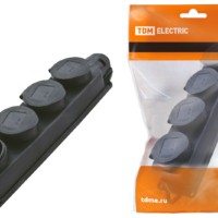 Розетка четырехместная с заглушками каучук 2Р+РЕ 16А 250В IP44 TDM