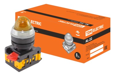 Лампа AL 22 сигнальная d22мм желтый неон/230В цилиндр TDM