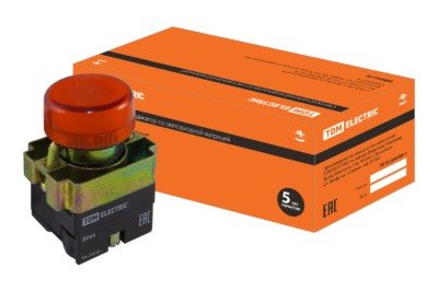 Лампа сигнальная SB2 BV64 с подсветкой 230В LED d22мм красный IP40 TDM