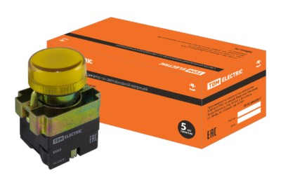 Лампа сигнальная SB2 BV65 с подсветкой 230В LED d22мм желтый IP40 TDM